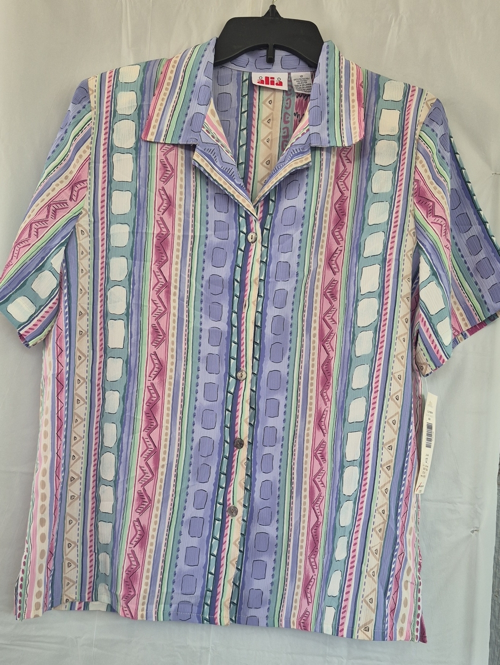 Alia Pastel Multicolor Striped Short-Sleeve Button-Down Shirt